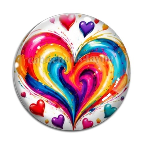 Cabochon coeur, cabochon résine, verre rond différente taille