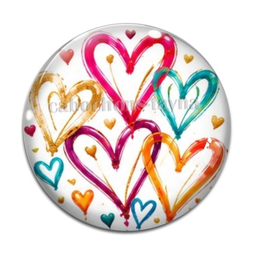 Cabochon coeur, cabochon résine, verre rond différente taille
