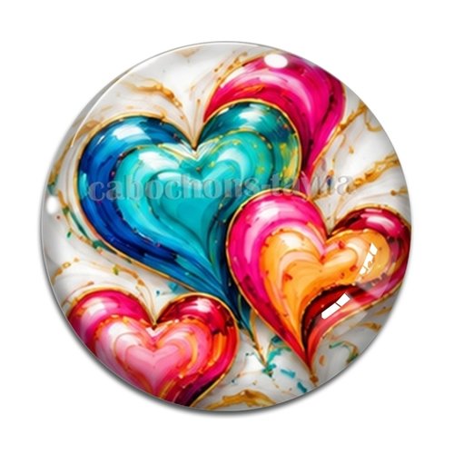 Cabochon coeur, cabochon résine, verre rond différente taille
