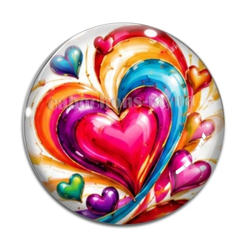 Cabochon coeur, cabochon résine, verre rond différente taille