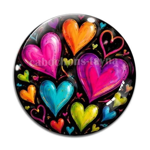 Cabochon coeur, cabochon résine, verre rond différente taille