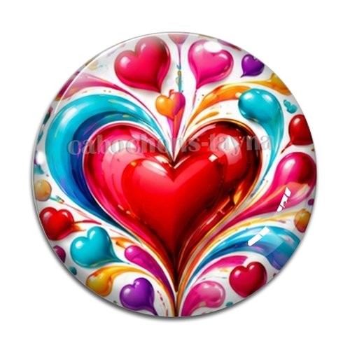 Cabochon coeur, cabochon résine, verre rond différente taille