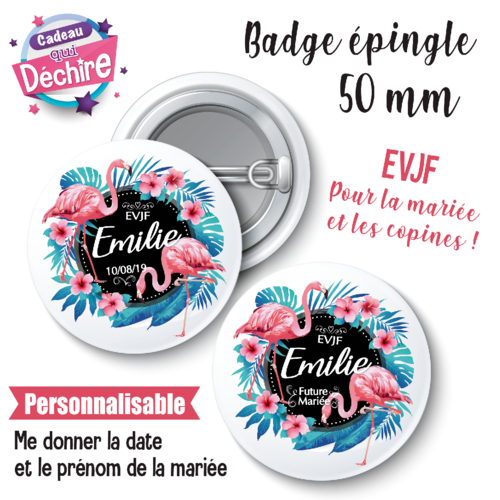 Badge evjf personnalisable - 50 mm - le badge de la future mariée est offert- badge mariage