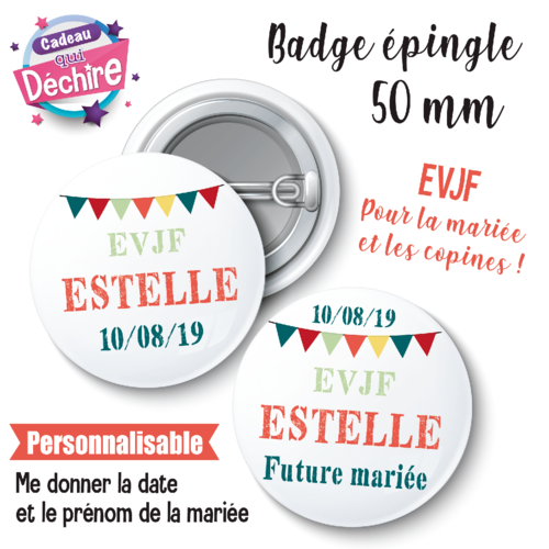 Badge evg personnalisable - 50 mm - le badge du futur marié est offert- badge mariage