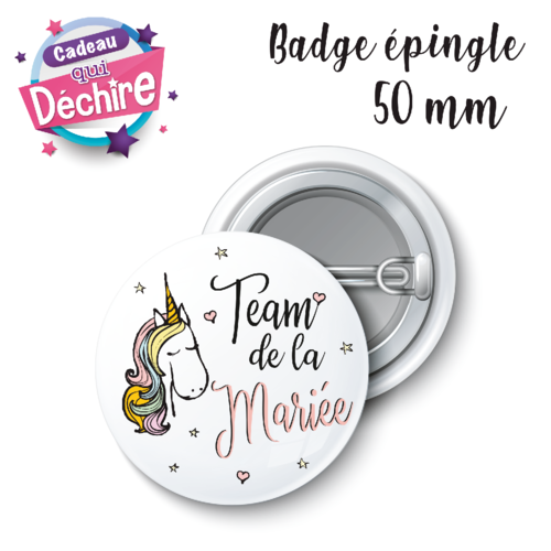 Badge team de la mariée - 50 mm - badge mariage - badge evjf