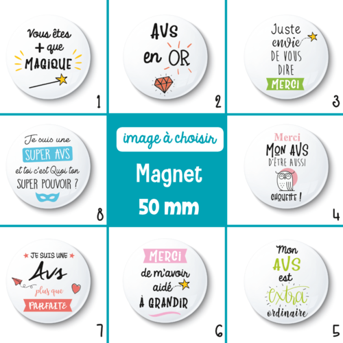 Magnet avs - 50 mm - idée de cadeau avs - choix de l'image