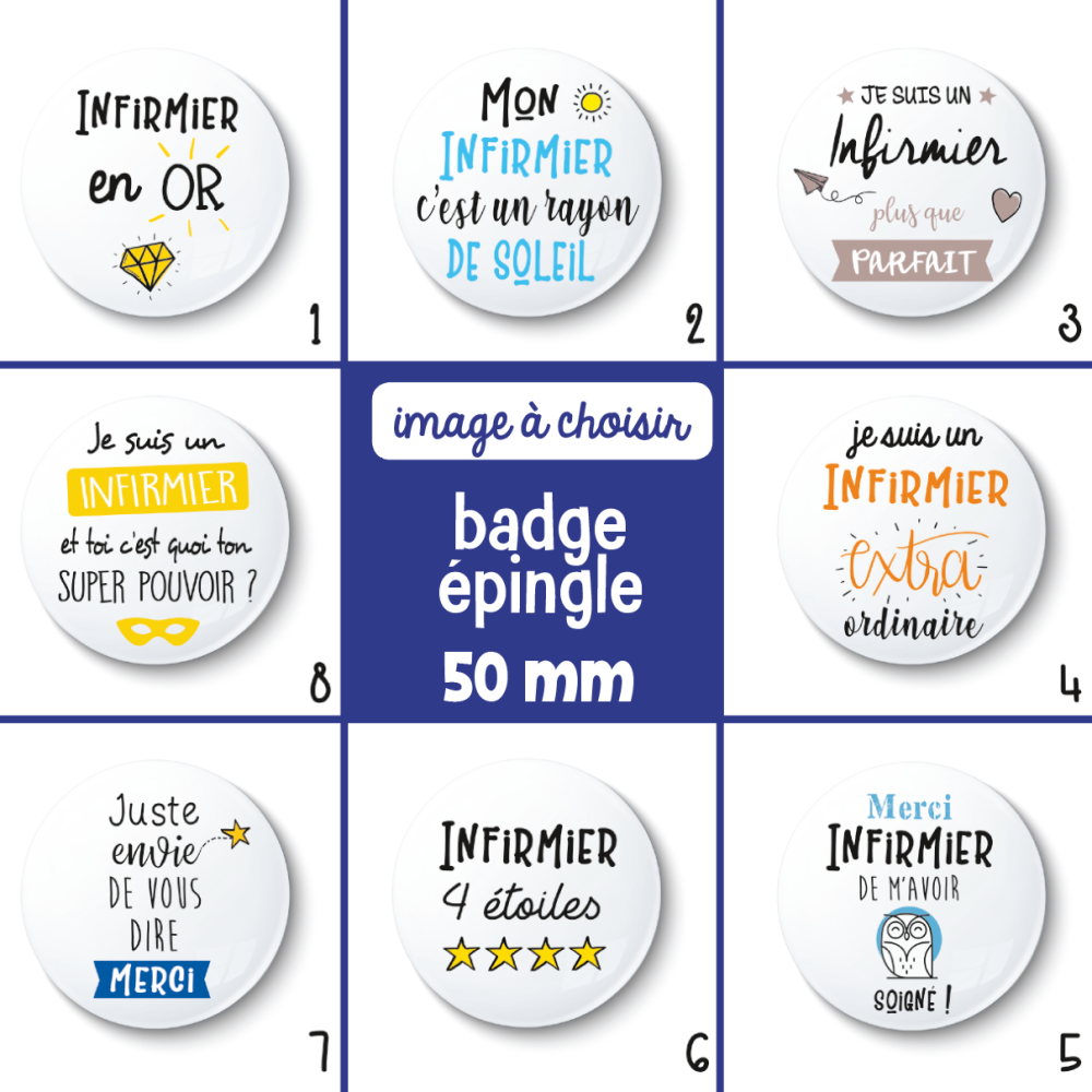Badge épingle infirmier - 50 mm - idée de cadeau infirmier