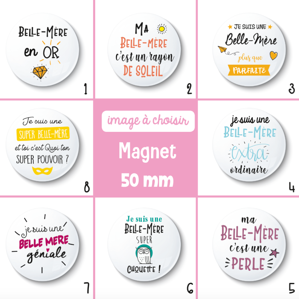 Magnet belle-mère - 50 mm - cadeau belle-mère - cadeau anniversaire - choix  de l'image - Un grand marché
