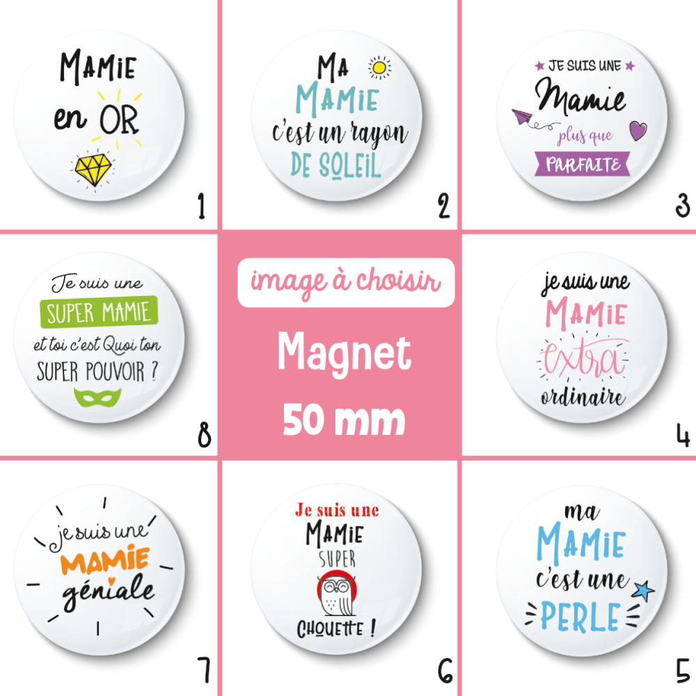 Magnet 56mm Super mémé aimant frigo idée cadeau anniversaire noël fête des grand-mères
