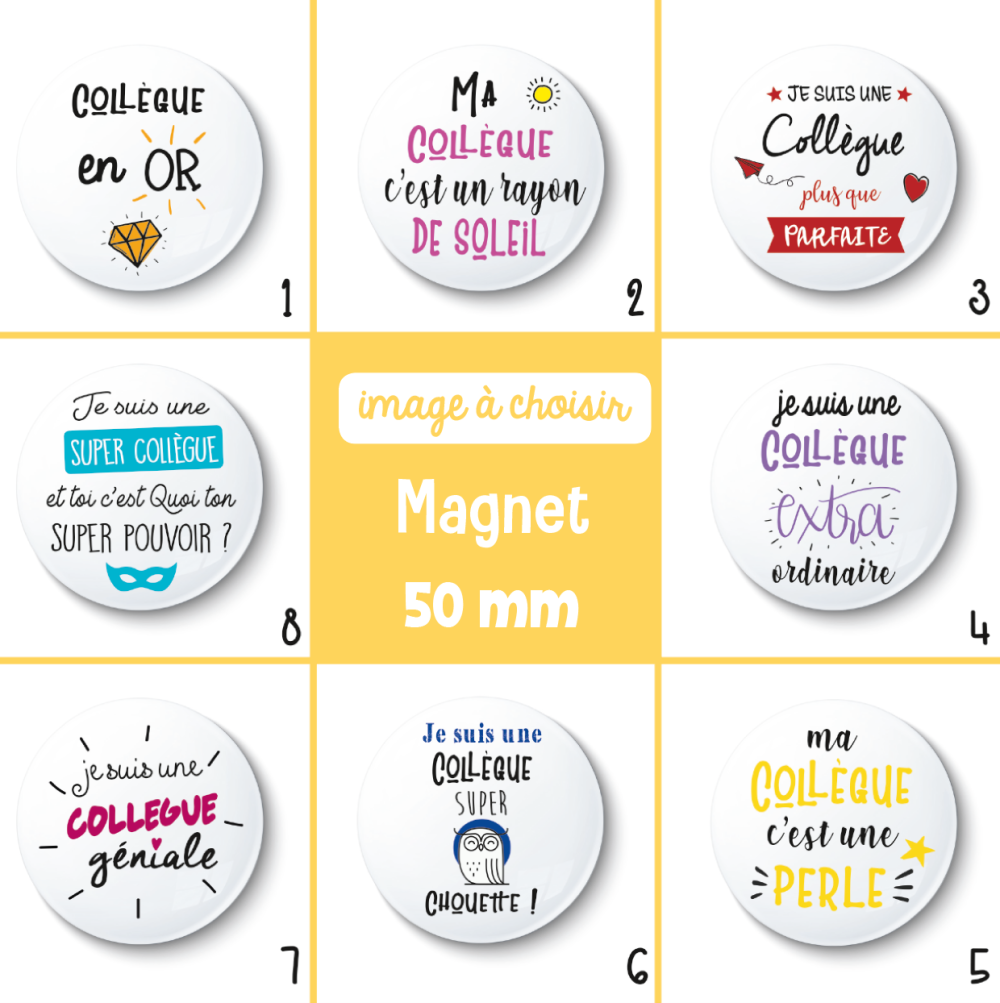 Magnet collègue - 50 mm - cadeau collègue - cadeau anniversaire - choix de l'image  - Un grand marché