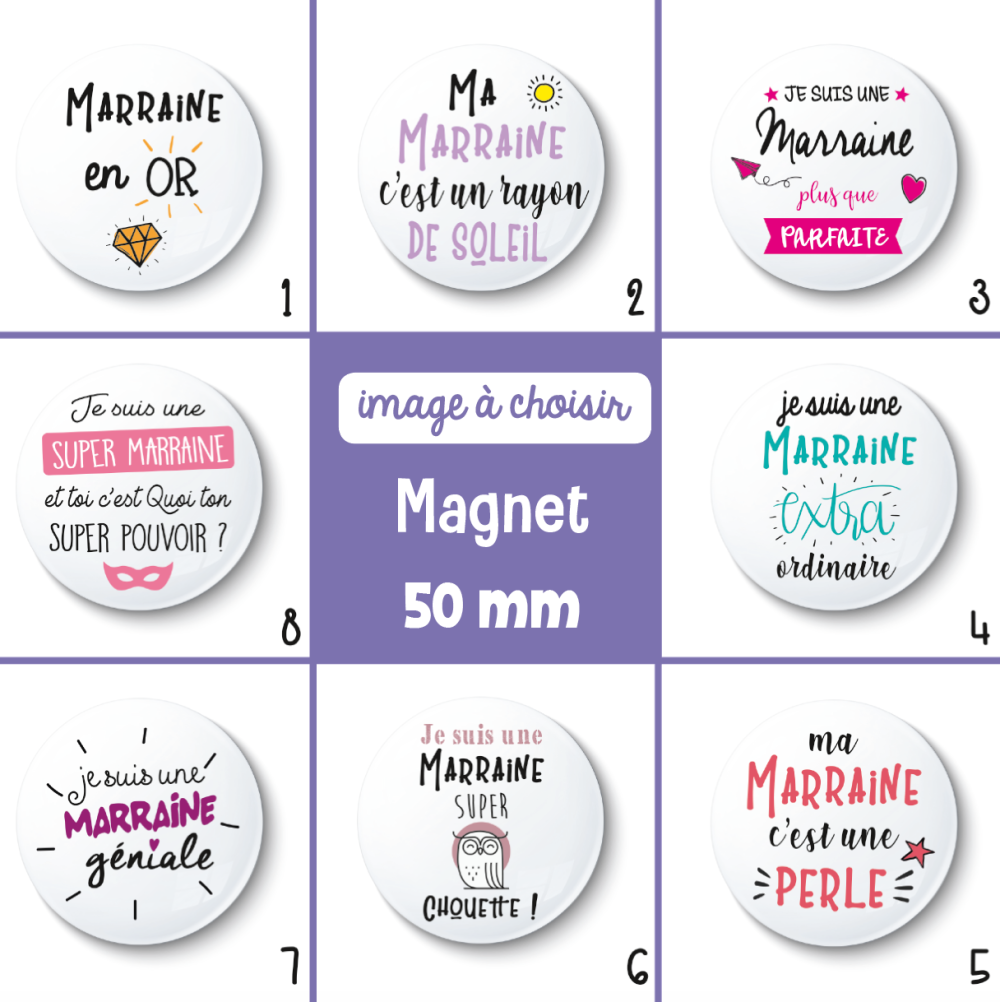 Magnet marraine - 50 mm - cadeau marraine - cadeau anniversaire - choix de  l'image - Un grand marché