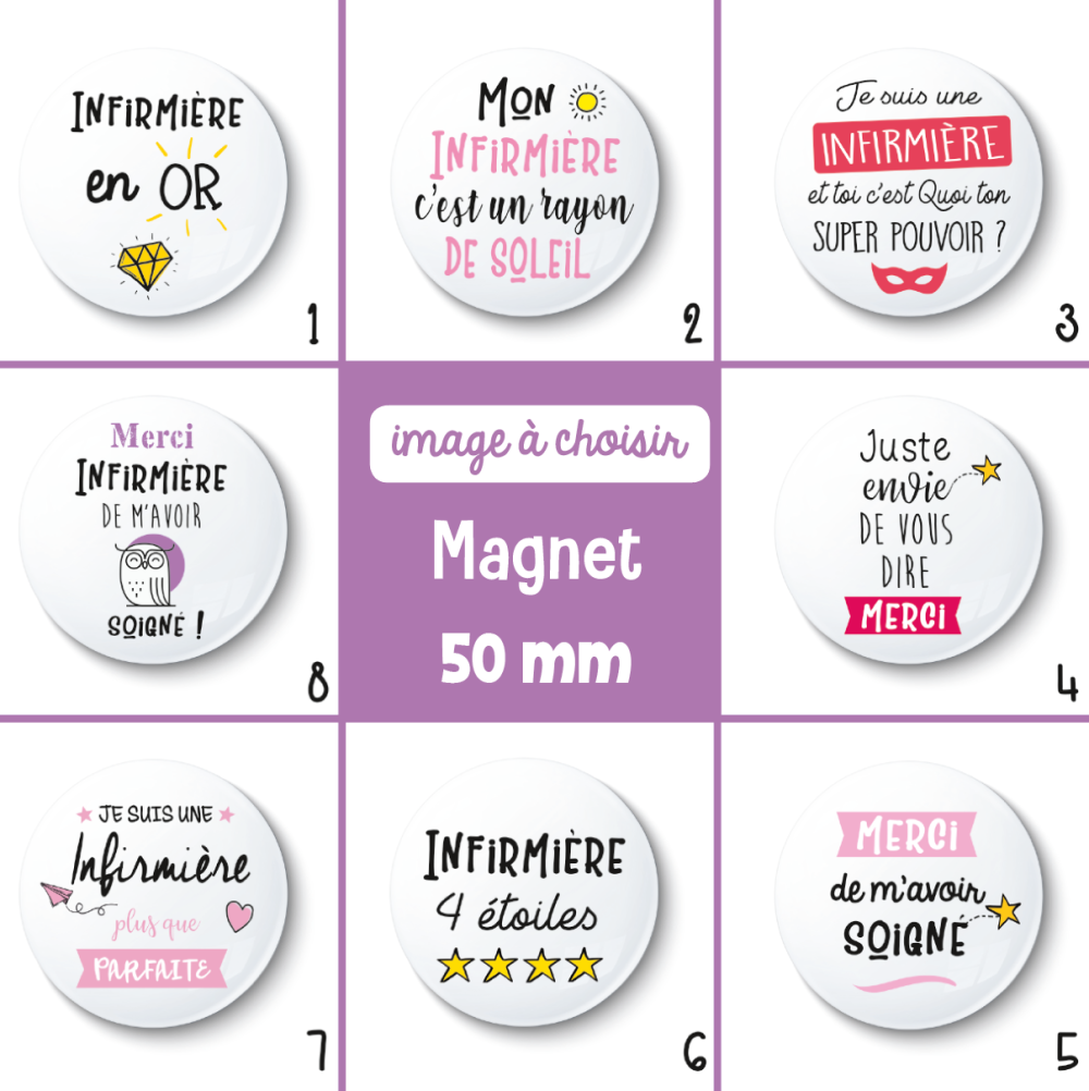 Magnet infirmière - 50 mm - cadeau infirmière - cadeau