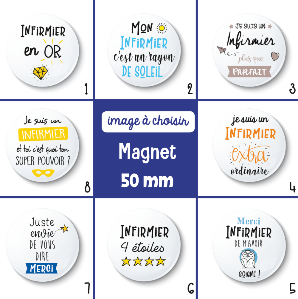 Magnet infirmier - 50 mm - cadeau infirmier - cadeau remerciement