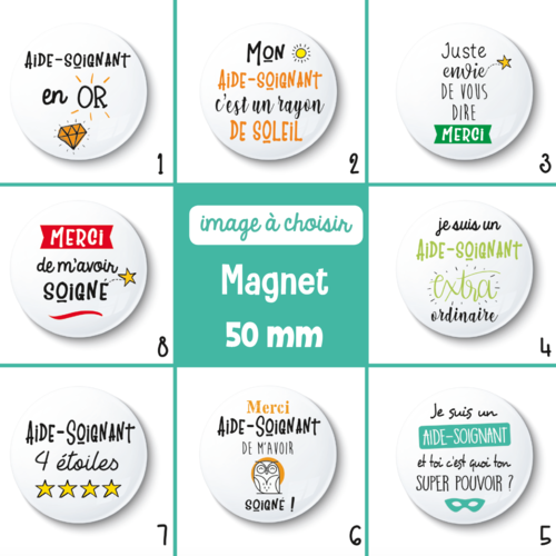 Magnet aide-soignant - 50 mm - cadeau aide-soignant - cadeau