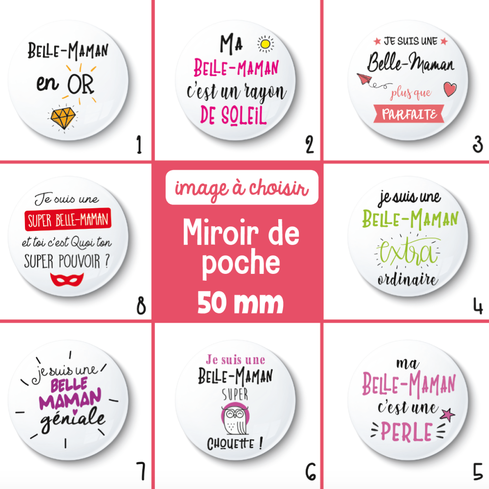 Miroir de poche belle-maman - 50 mm - cadeau belle-maman - cadeau