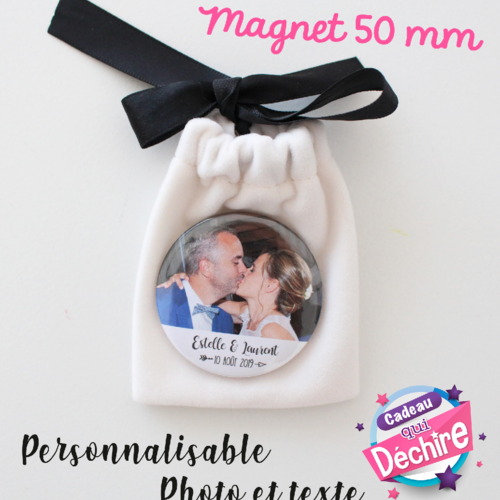 Cadeau souvenir mariage - magnet mariage - cadeau de remerciement - magnet 50 mm personnalisable 