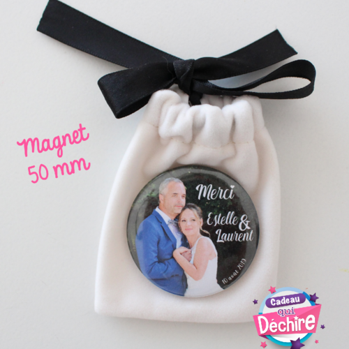 Cadeau souvenir mariage - magnet mariage - cadeau de remerciement - magnet 50 mm personnalisable 
