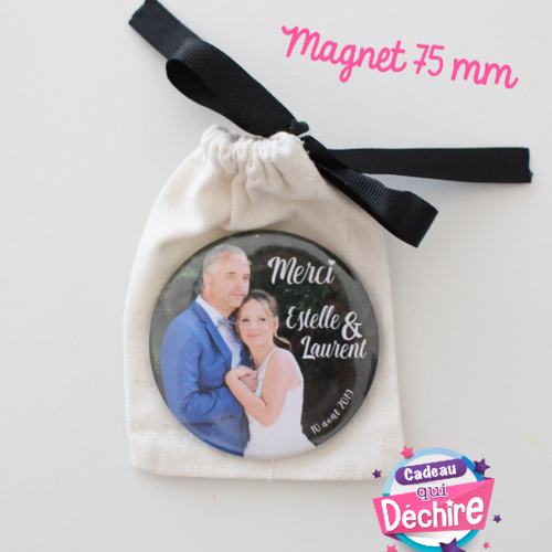 Cadeau souvenir mariage - magnet mariage - cadeau de remerciement - magnet 75 mm personnalisable 