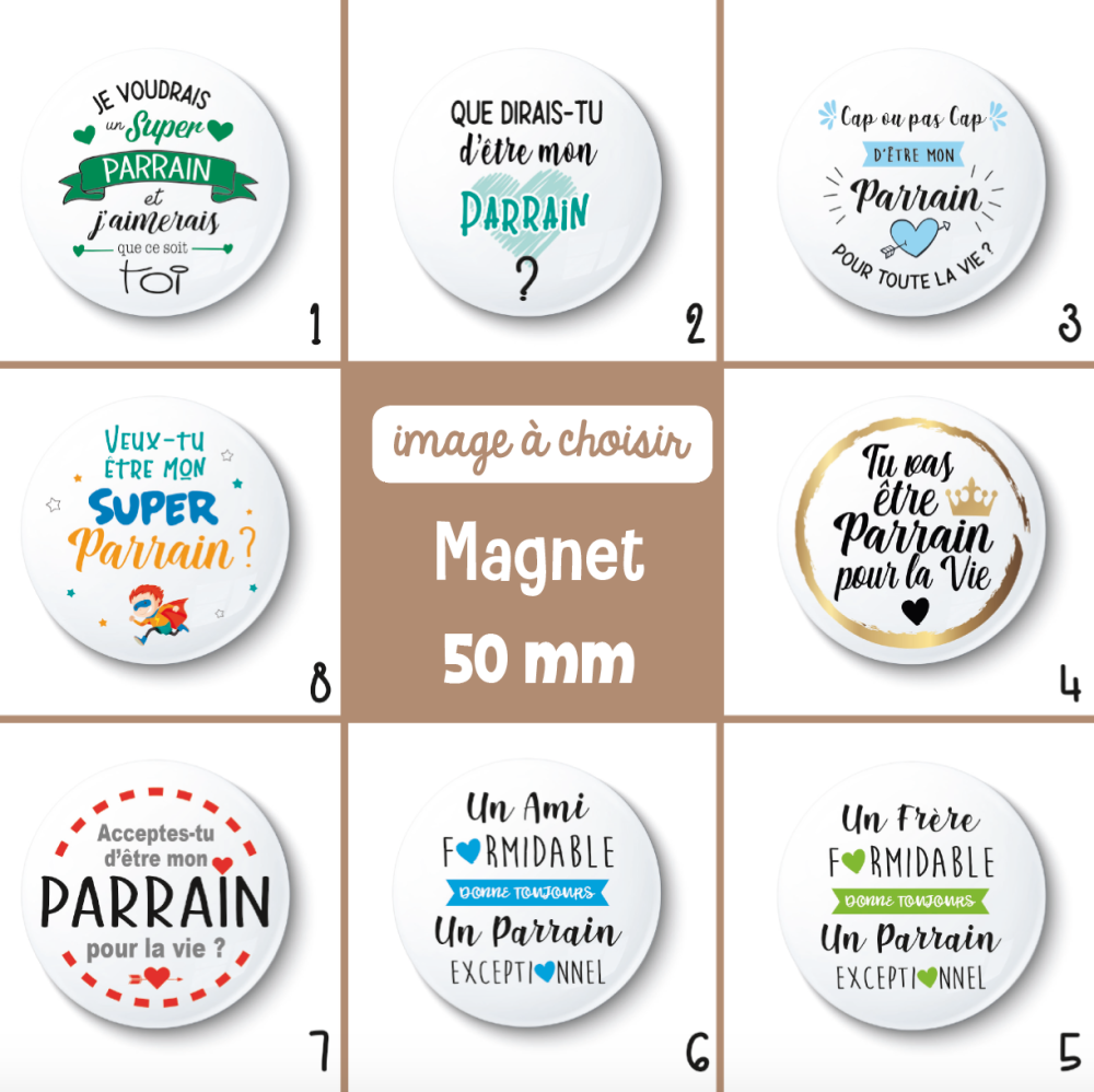Magnet parrain 75 mm - idée cadeau parrain - Un grand marché