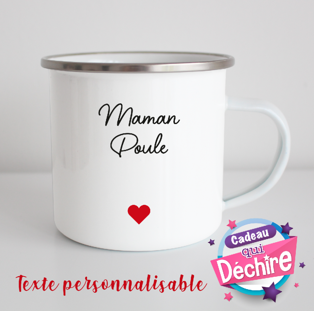 Mug émaillé personnalisable, mug personnalisable, tasse émaillée, idée de  cadeau fête des mères, cadeau maman - Un grand marché