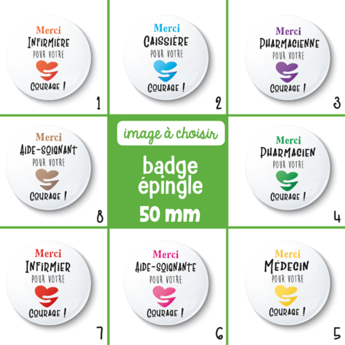 Badge épingle, métiers personnalisables - choix de l'image (la couleur) et le métier