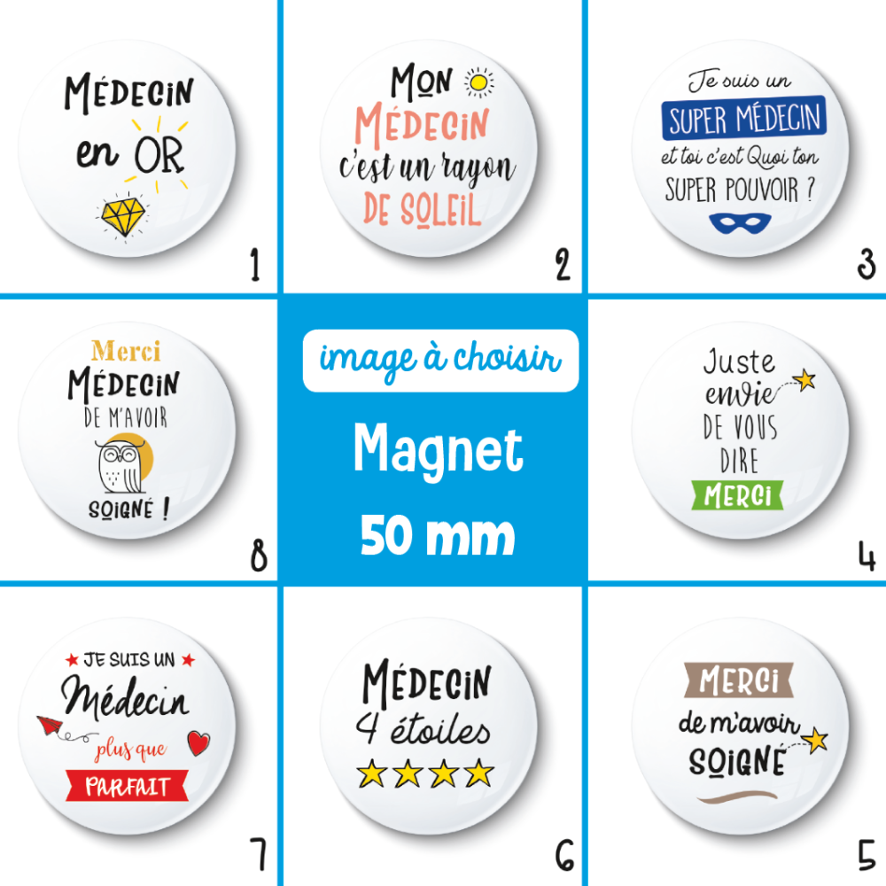 Magnet médecin - 50 mm - cadeau médecin - cadeau remerciement - choix de  l'image - Un grand marché