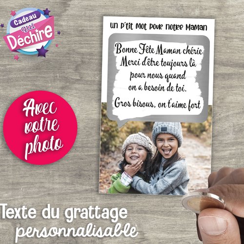 Ticket carte à gratter " mot pour maman " + photo - idée cadeau fête des mères - cadeau maman