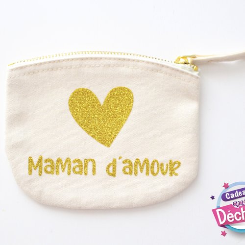 Porte monnaie bio " maman d'amour " personnalisable - idée cadeau fête des mères - cadeau maman