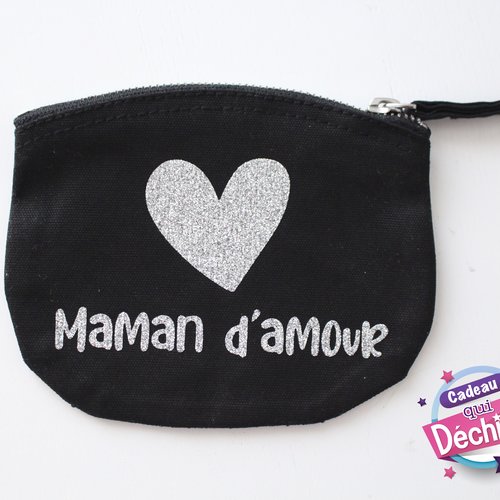 Porte monnaie bio " maman d'amour " personnalisable - idée cadeau fête des mères - cadeau maman