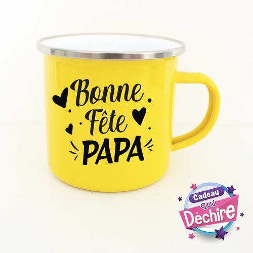 Tasse émaillée " bonne fête papa " - idée de cadeau fête des pères - mug papa