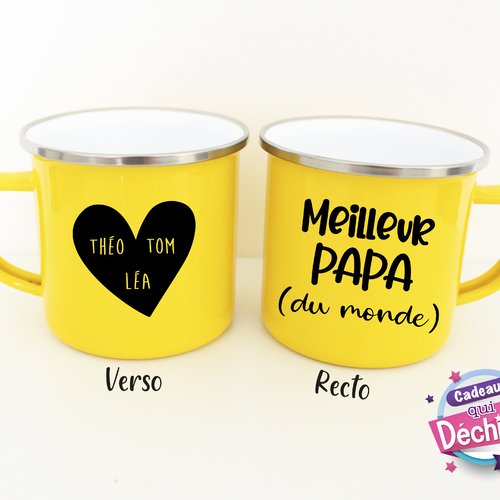 Tasse émaillée " meilleur papa du monde " - idée de cadeau fête des papas - mug papa - cadeau fête des pères