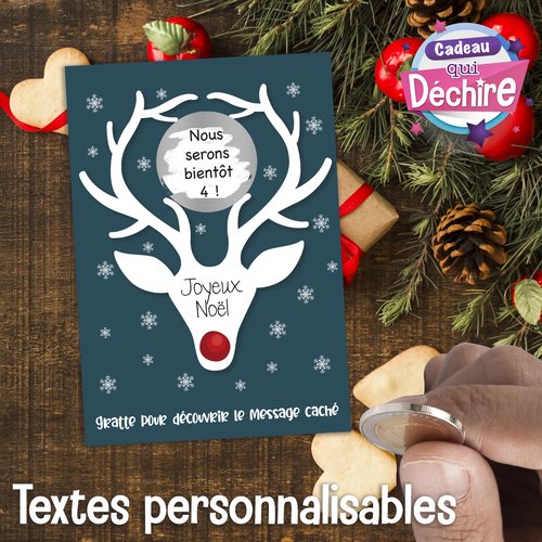 Ticket carte à gratter personnalisable - cadeau parrain, marraine, maman - texte 100% personnalisable - carte noël - idée cadeau noël