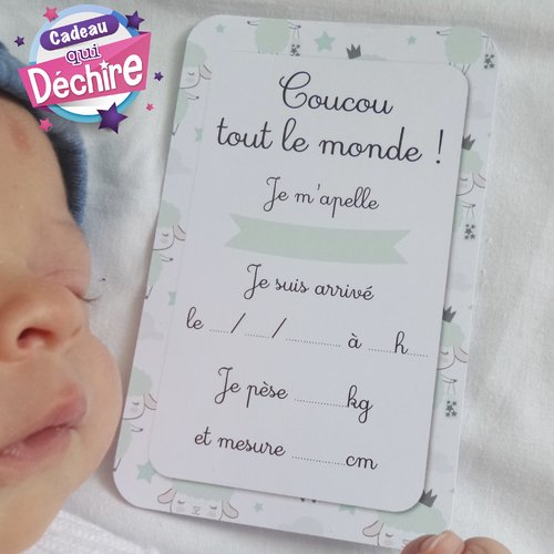 Carte de naissance à écrire dessus - carte photo bébé