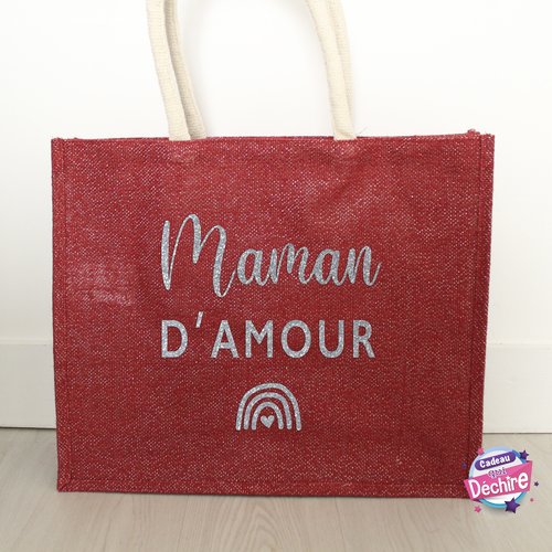 Sac multi-fonctions / sac de plage " maman d'amour " personnalisable - cadeau fête des mères - cadeau maman