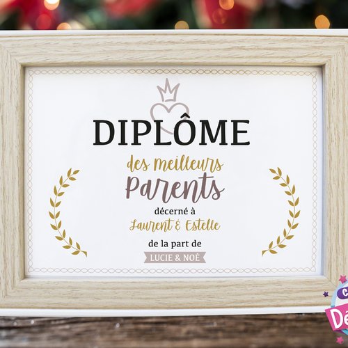 Idée cadeau maman et papa - affiche diplôme des meilleurs parents - vendu sans le cadre - cadeau fête de noël