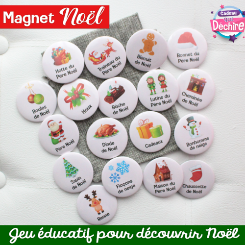 Magnet noël - 50 mm - 18 magnets - jeu éducatif pour enfants - magnétique 