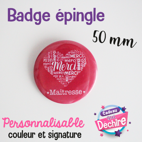 Badge épingle - 50 mm - idée de cadeau merci - cadeau de remerciement - badge personnalisable