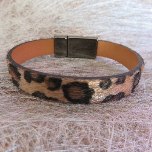 Bracelet cuir, imprime leopard, tres tendance, 