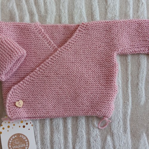 Brassière bébé laine 100% mérinos, tricoté main,cadeau naissance