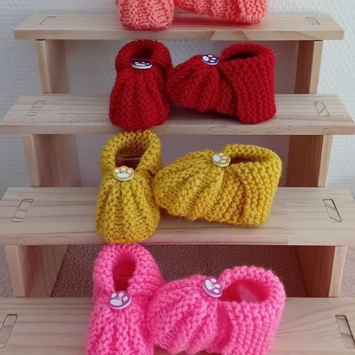 Chaussons bébé style citrouille , 3/6 mois,cadeau naissance ou babyshower , tricoté à la main