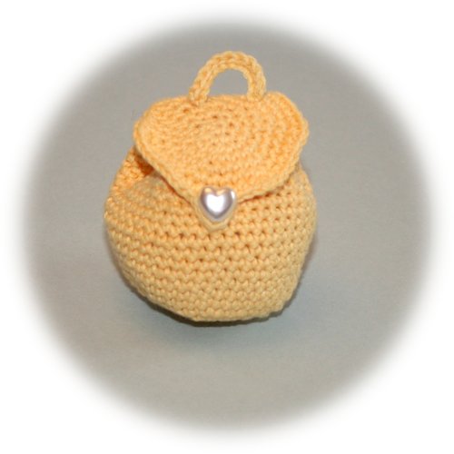 Mini porte-monnaie forme sac à dos en coton jaune