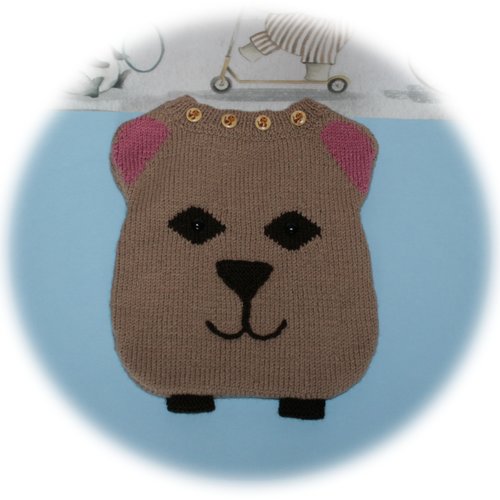Sac à dos pour enfant tricoté main en forme de tête d’ours