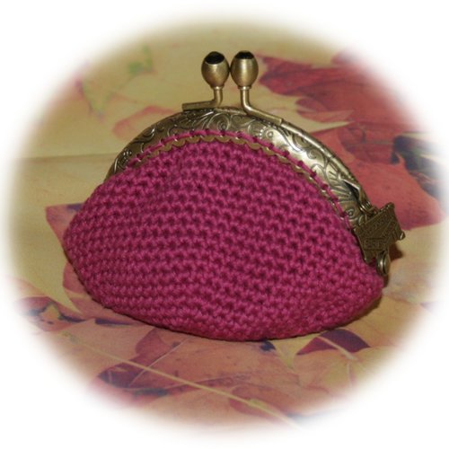 Porte-monnaie en coton fuchsia & breloque valise
