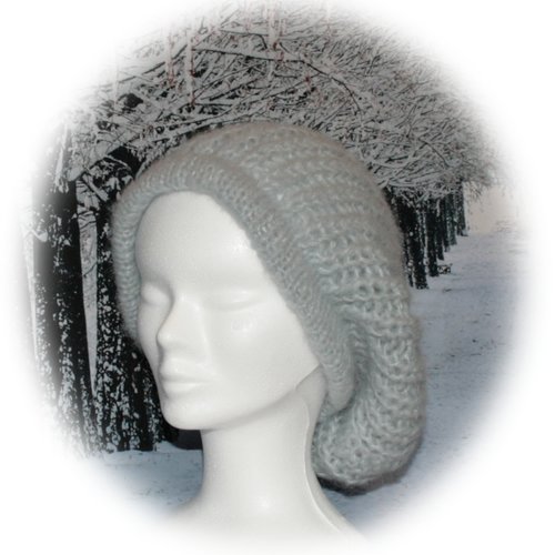 Bonnet homme à pompon en jacquard norvégien gris et bleu - Un