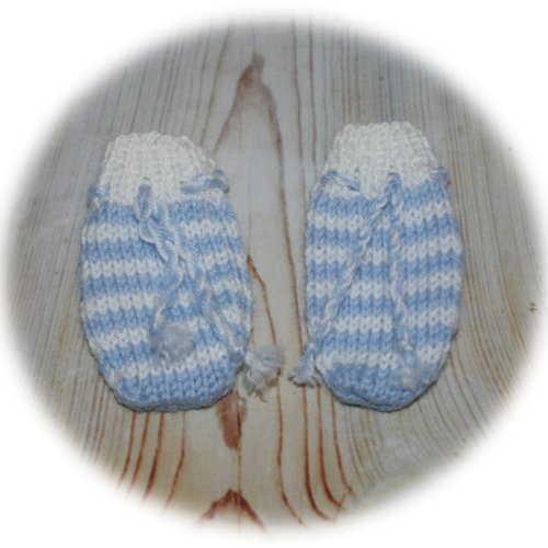 Moufles bébé rayées blanc & bleu - Un grand marché
