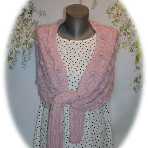 Couvre-épaules en alpaga, soie & pure laine couleur rose poudré
