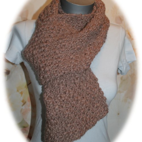 Écharpe pure laine mèche & alpaga couleur cannelle