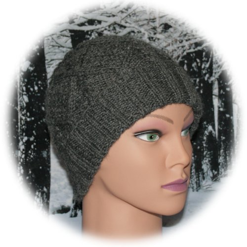 Bonnet femme en pure laine et polyamide gris ardoise