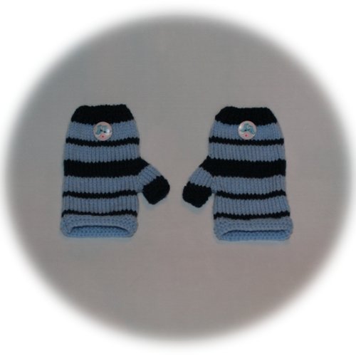 Mitaines enfants 10-12 ans duo de bleus boutons chaussures