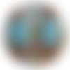 Mitaines d’été en coton turquoise point dentelle agrémentées de perles nacrées